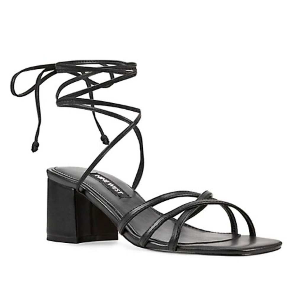 Nine West Black Leather Strappy Sandals "Meli"